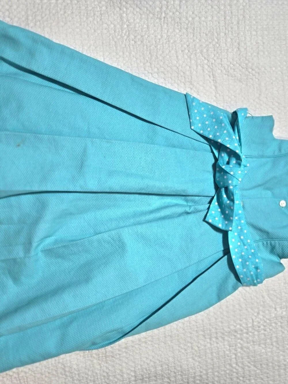 Neck & Neck Girls Aqua Blue Textured Party Dress Size 6-7Y Bow Sash Easter